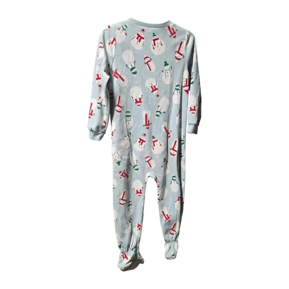 Carter’s Snowman Fleece Footie Pajamas 3T | Blue Zip-Up Holiday PJs | Unisex